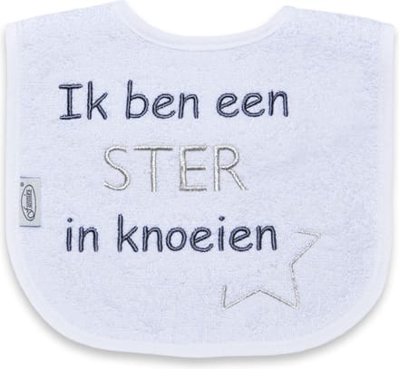 Funnies Babyslabbertje Ik Ben Een Ster In Knoeien Wit/Grijs 35154