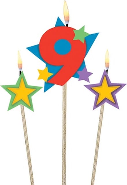 Amscan Verjaardagskaarsjes 9 - Star 12,2/13,5 Cm 3-delig