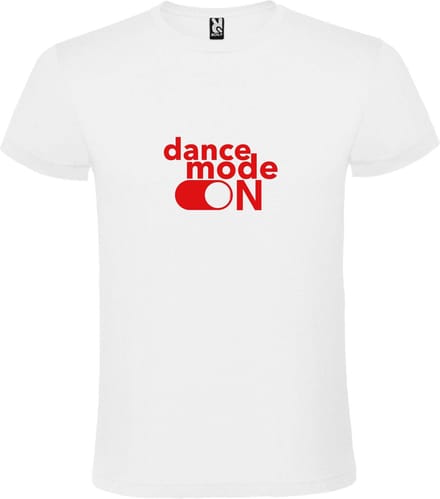 Wit T-Shirt met “ Dance Mode On “ afbeelding Rood Size XL