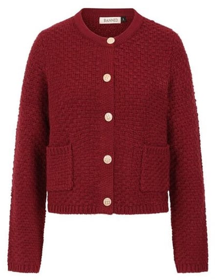 Banned Retro Victoria Wool Mix Vest Cardigan rood S