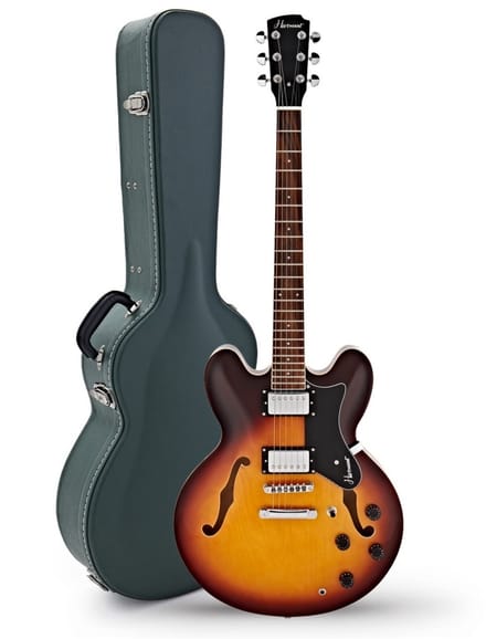 Hartwood Revival semi-akoestische gitaar & harde koffer, Sunburst