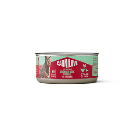 Voordeelpakket 12x 100g Carnilove Cat Paté Kip, Eend & Fazant nat kattenvoer
