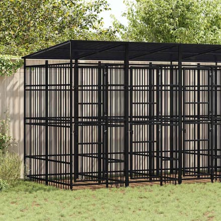 vidaXL - Hondenkennel - met - dak - 9,22 - m² - staal