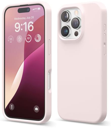 Solid hoesje Soft Touch Liquid Silicone Flexible TPU Rubber - Geschikt voor: iPhone 16 Pro Max - Lichtroze
