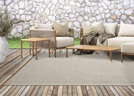 the carpet Calgary - Robuust Vloerkleed, Modern Design, Plat Geweven, Beige, 140 x 200 cm