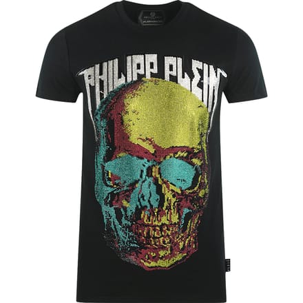 Philipp Plein groot meerkleurig doodshoofd zwart T-shirt