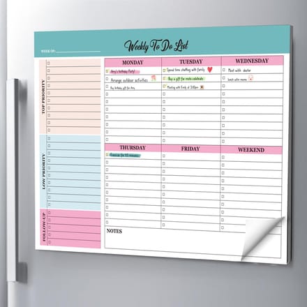 Dailygoods- Weekplanner Kladblok - Regenboog - Wekelijkse Planner - A4 Formaat - Magnetisch - Planning Bord