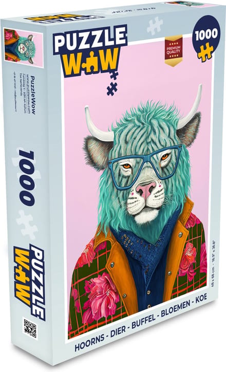 Puzzel Hoorns - Dier - Buffel - Bloemen - Koe - Legpuzzel - Puzzel 1000 stukjes volwassenen