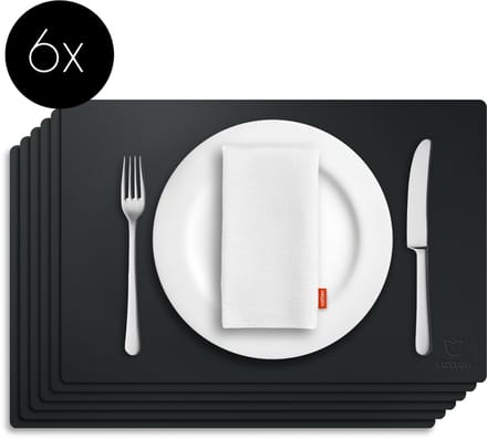 Vatten® Lederlook Placemats - 6 Stuks - 45 x 30 cm - Zwart