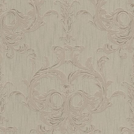 Barok behang Profhome 961963-GU textiel behang gestructureerd in barok stijl mat bruin beige 5,33 m2