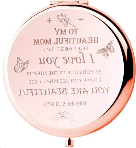 Dochter's cadeau voor moeder, zoon moedercadeau, moeder-interessant verjaardagscadeau, Moederdag, compacte make-upspiegel (roségoud)