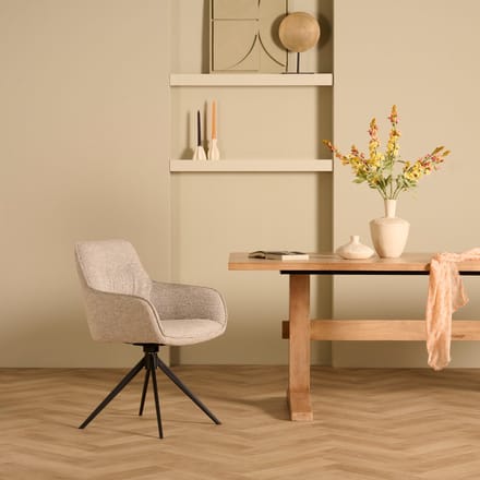 Eetkamerstoel Look - Draaibaar - Bouclé Clay - Spinpoot met ARS