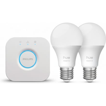 Philips Hue Essential Starter Kit - wit and Color Ambiance - E27 - 2 Pack + Hue Bridge - Wit