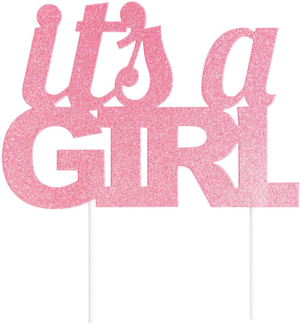 CREATIVE PARTY - Cake topper It's a Girl 20 cm roze glitter