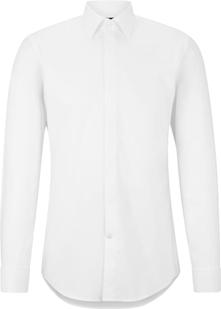 BOSS Hank slim fit smoking overhemd - popeline - wit - Strijkvriendelijk - Boordmaat: 42