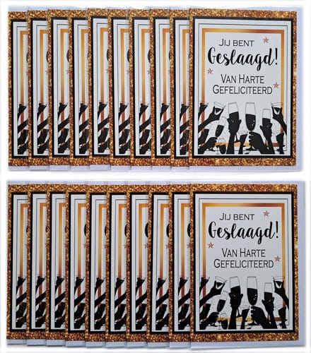 Geslaagd Wenskaarten – 20 Stuks – Hartelijk Gefeliciteerd – GES-007
