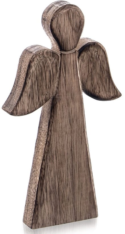 Beeld Houten Kerst Engel MANGO 24 cm - Decoratieve Figur - Decoratie - Beeldje