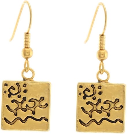 Behave - Dames oorbellen - Goudkleur vierkant hanger - Boho chic 3,5 cm