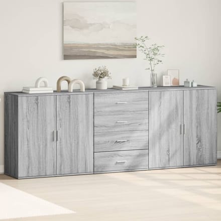 vidaXL - Dressoirs - 3 - st - bewerkt - hout - grijs - sonoma - eikenkleurig