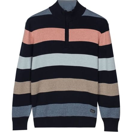 Baileys Trui Half Zip Knit Two-Tone Multi Stripe Abrikoos / male