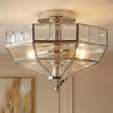 Elstead Lighting LED Plafondlamp Old Park | 2X E27 Max 60W | Dimbaar | Polished Nickel
