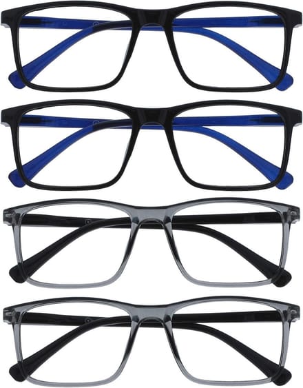 Leesbril 4 Stuks Unisex Zwart Grijs Grote Sterkte +2,50