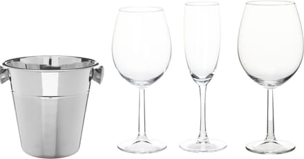 Wijnglazen - set - 18-delig - incl. RVS ijsemmer - champagnekoeler
