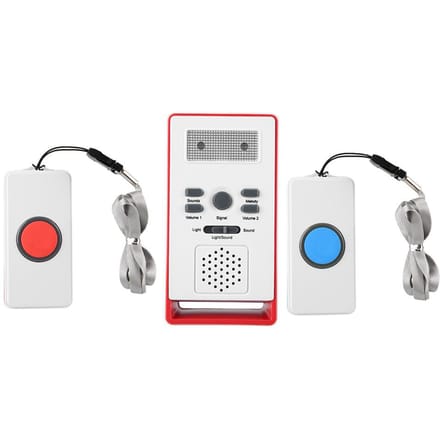 65-105dB Draadloze Pager SOS Alarmknop voor Mantelzorger Thuis Oudere Patiënt Verpleegkundige 2 Ontvangers white