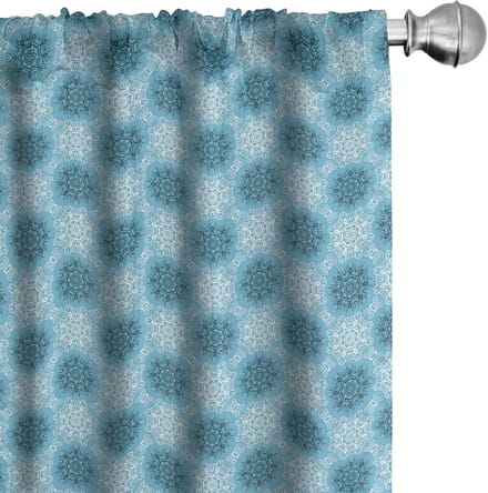 ABAKUHAUS Blauwe Mandala Gordijnen – 2-delig set 75x245 cm – Microvezel