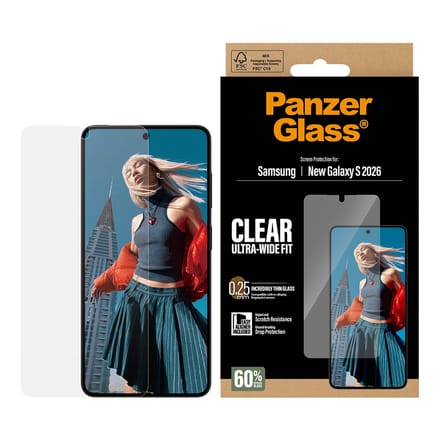 PanzerGlass Screenprotector geschikt voor Samsung Galaxy S26 Glazen | PanzerGlass Ultra-Wide Fit Screenprotector - Case Friendly