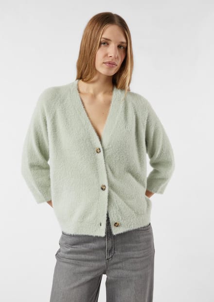 Vrouwelijke zachte gebreide cardigan met 3/4 mouwen COMMA