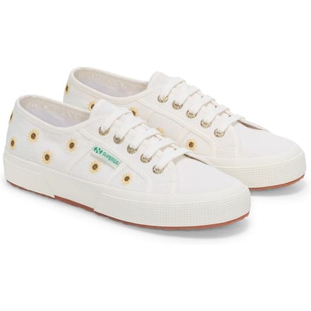 Superga Embroidery Linen Sunflower Linnen Dames Sneakers In Het Wit