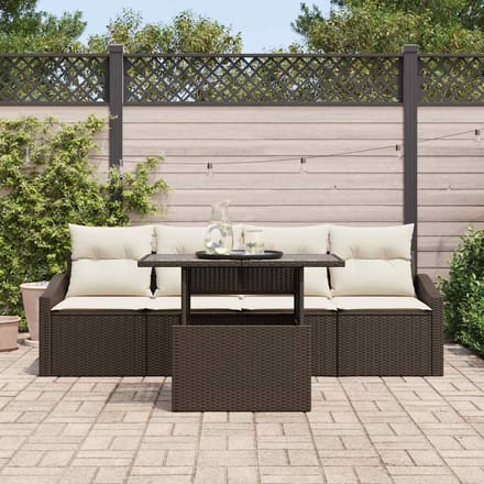vidaXL - Tuinbank - Set - 5 - st - Bruin - poly - rattan