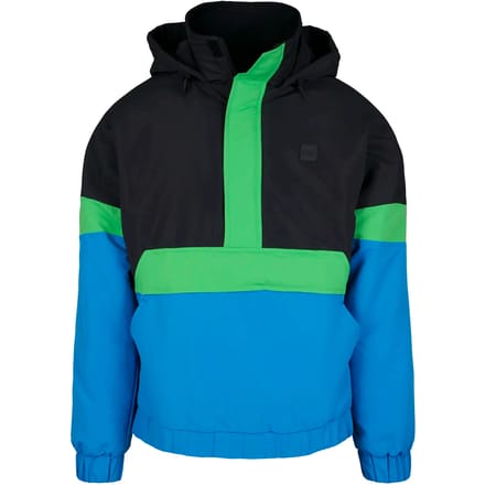 Urban Classics - 3-Tone Neon Mix Pullover Jas - S - Zwart/Blauw