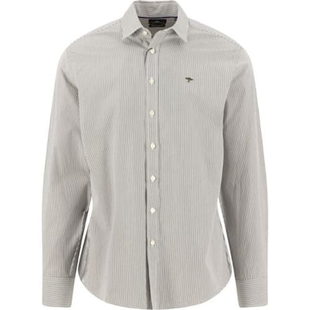 Fynch-Hatton Overhemd Striped Essential Poplin Donker Khaki / male