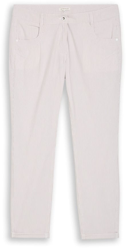 Tom Tailor - Tapered relaxed broek met streepmotief - Maat 40/28 - white taupe irregular stripe
