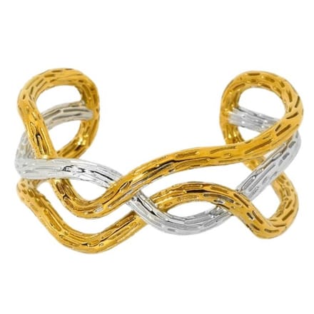 Bijoutheek Armband (Sieraad) Bangle Gewoven Bicolor Goud