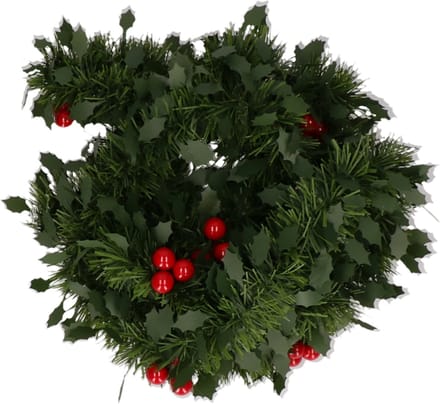Kerstslinger - Groen - Met hulst en besjes - 270 x 7,5 cm - Kerstversiering slingers
