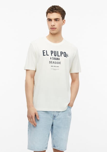 Zachte katoenen T-shirt met frontprint en geribbelde rand s.Oliver