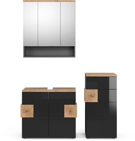 Vicco Badkamermeubel set Eden, Antraciet, 3-delig