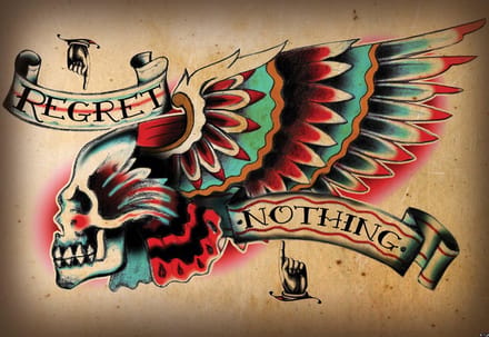 Fotobehang Skull Tattoo Wing | PANORAMIC - 250cm x 104cm | 130g/m2 Vlies