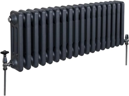 Horizontale Radiator - Verwarmingspaneel - Centrale Verwarming - 3 Koloms Ontwerp - 300mm x 832mm - Mat Antraciet