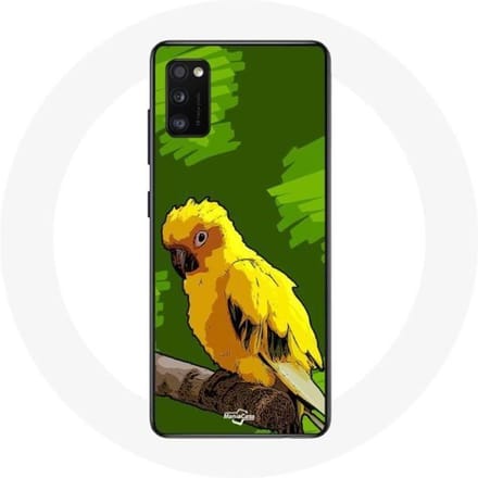 Coque - Samsung - Galaxy A41 - Oiseaux de Perruches - Jaune - Souple - Mixte jaune