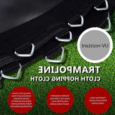 Trampoline Springmat - Springdoek Vervangmat - Buiten Plezier - Ademend Open Wave Design - Diverse Maten - Zwart