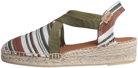 Veganistische espadrille van gestreept katoen voor dames met sleehak | VINAROS