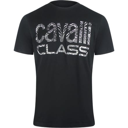 Cavalli Class Opvallend Zebraprint Logo Zwart T-shirt