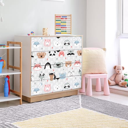 Kindermeubelsticker met Scandinavische dierenliefhebbers, 60 x 90 cm