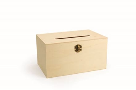 Graine Creative houten kist met gleuf decoratiebox 24x16x13 cm.