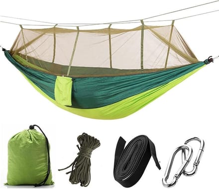 Draagbare Hangmat - Kampeer Hangmat - Outdoor Ontspanning - Geïntegreerd Klamboe - 260x130cm - Fruit Groen