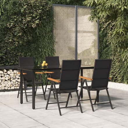 vidaXL - 5-delige - Tuinset - poly - rattan - zwart - en - bruin
